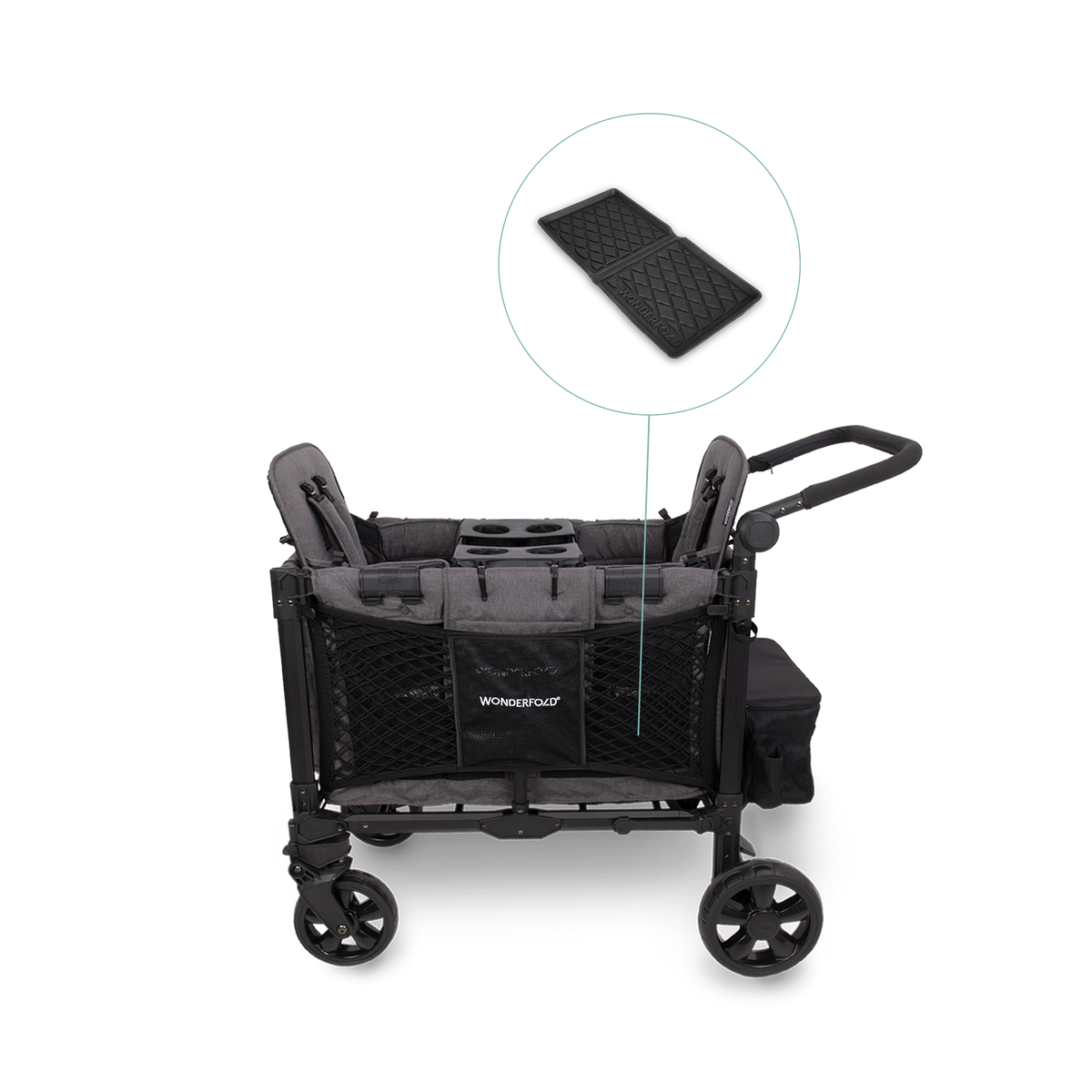 WonderFold W2 Elite Pro (2 Seater) Everyday Stroller Wagon Bundle - Charcoal Gray