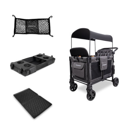 WonderFold W4 Elite Pro (4 Seater) Everyday Stroller Wagon Bundle - Charcoal Gray