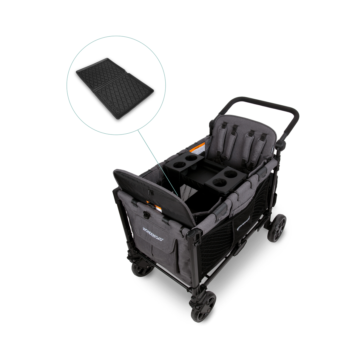 WonderFold W4 Elite Pro (4 Seater) Everyday Stroller Wagon Bundle - Charcoal Gray