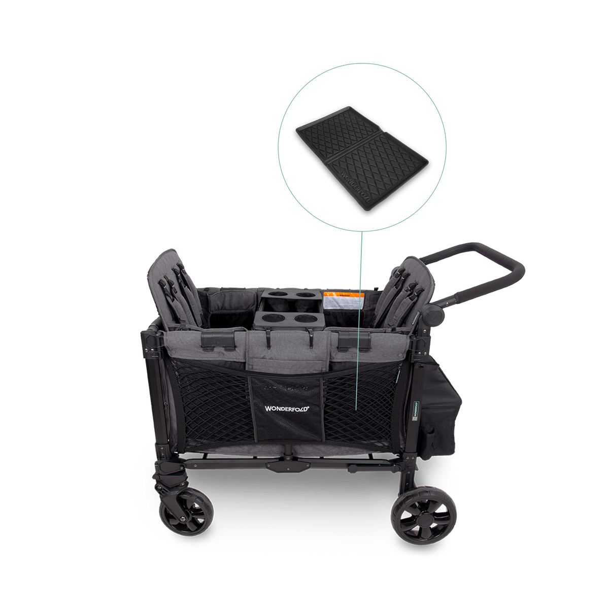 WonderFold W4 Elite Pro (4 Seater) Everyday Stroller Wagon Bundle - Charcoal Gray