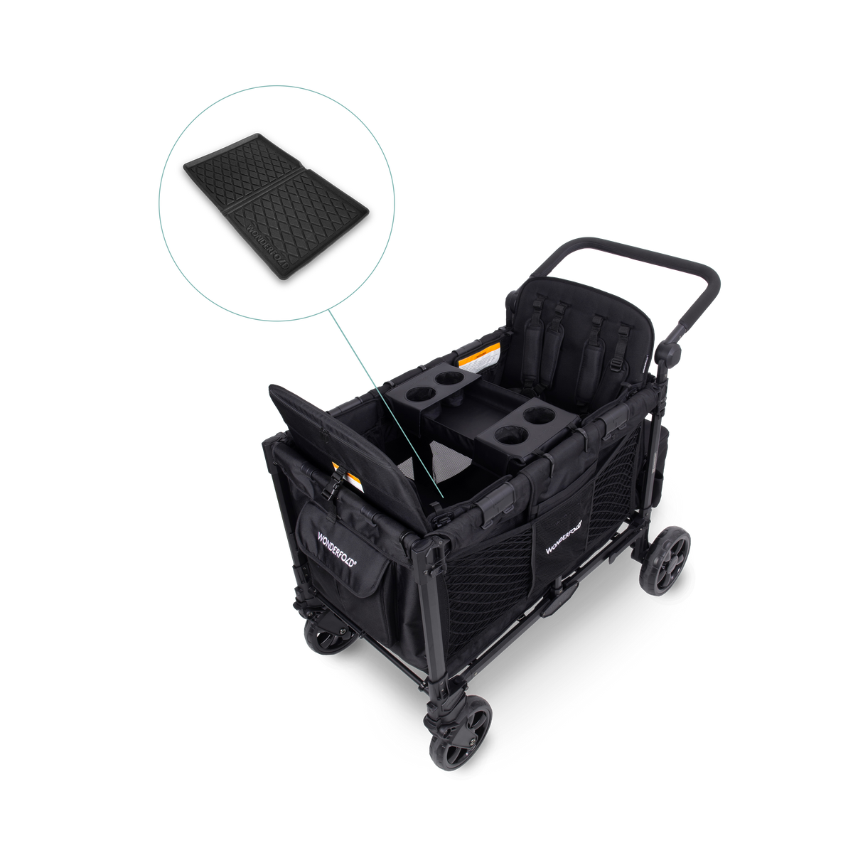 WonderFold W4 Elite Pro (4 Seater) Everyday Stroller Wagon Bundle - Jet Black