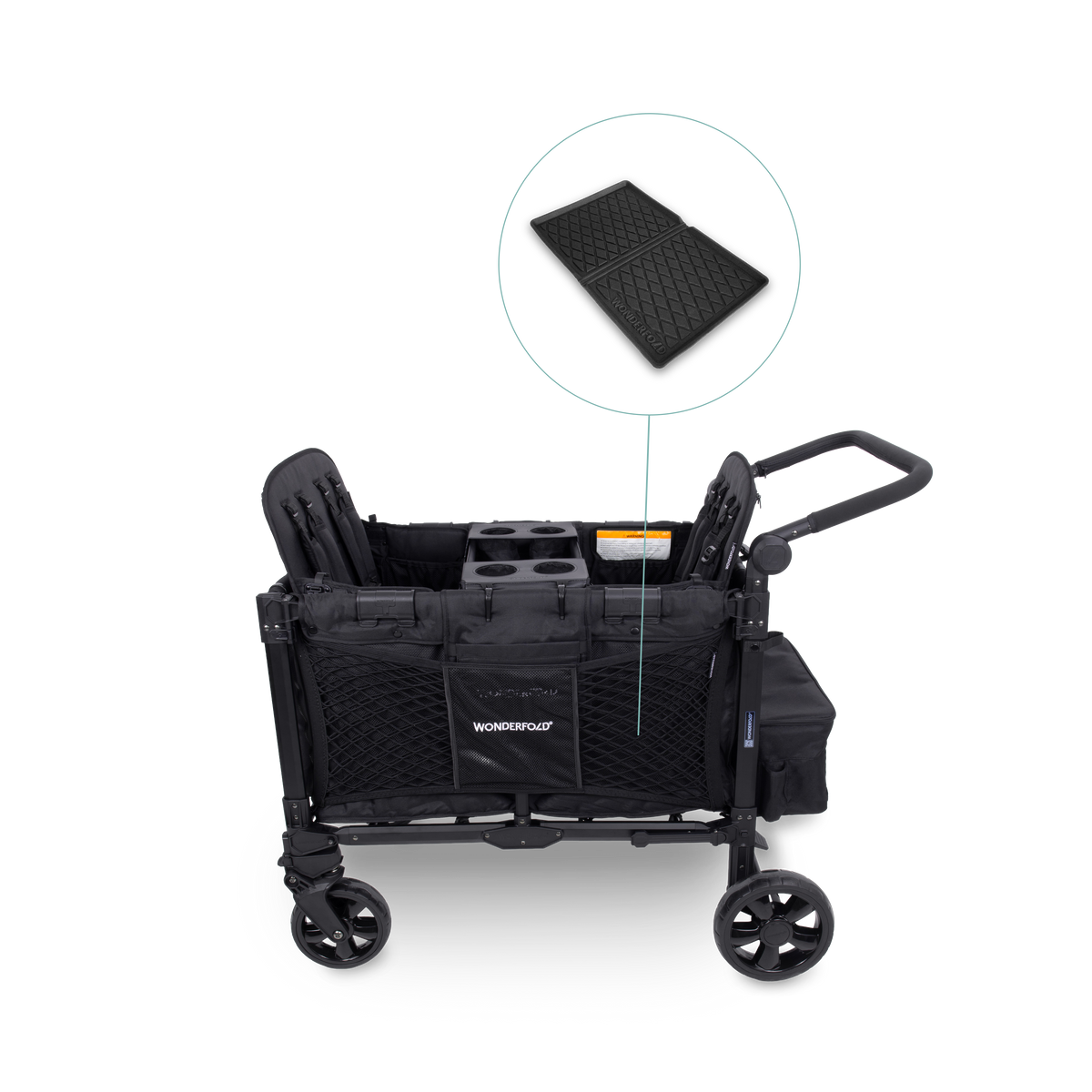WonderFold W4 Elite Pro (4 Seater) Everyday Stroller Wagon Bundle - Jet Black