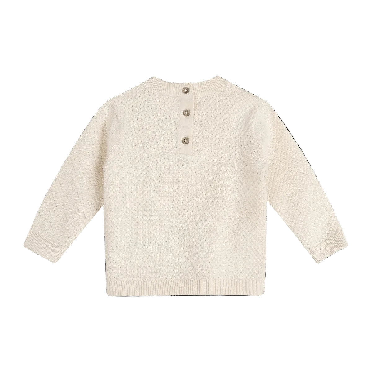 Viverano Organics Ella Bow Knit Baby Pullover (Organic Cotton) - Ecru, 3-6M