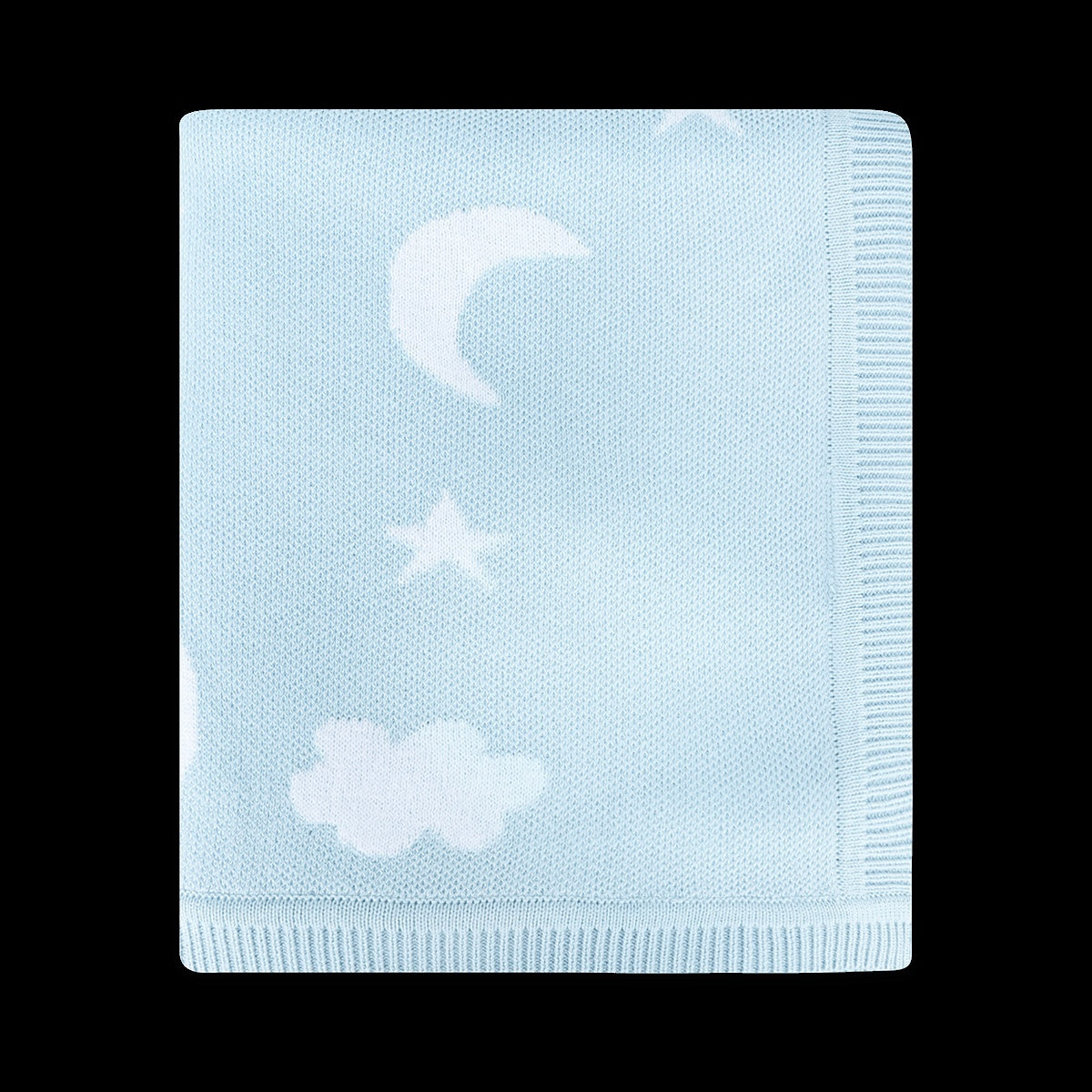 Viverano Organics Moon & Stars Dream Organic Baby Jacquard Knit Blanket - Baby Blue, One Size