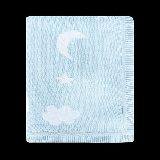 Viverano Organics Moon & Stars Dream Organic Baby Jacquard Knit Blanket - Baby Blue, One Size
