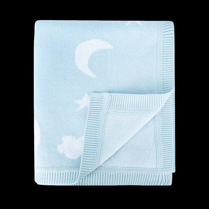 Viverano Organics Moon & Stars Dream Organic Baby Jacquard Knit Blanket - Baby Blue, One Size