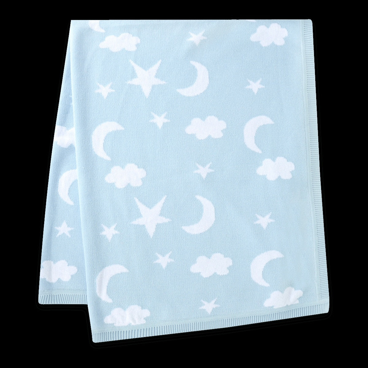 Viverano Organics Moon & Stars Dream Organic Baby Jacquard Knit Blanket - Baby Blue, One Size