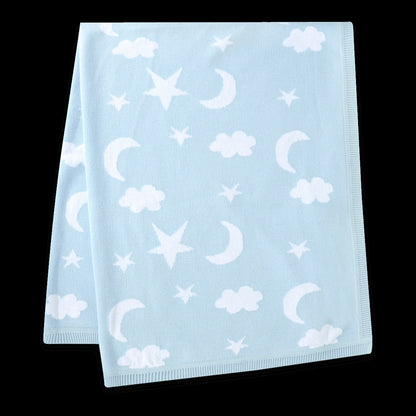 Viverano Organics Moon & Stars Dream Organic Baby Jacquard Knit Blanket - Baby Blue, One Size