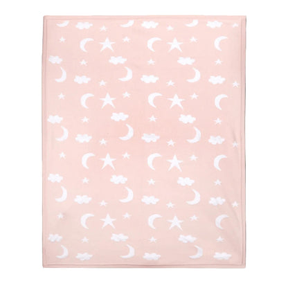 Viverano Organics Moon & Stars Dream Organic Baby Jacquard Knit Blanket - Baby Pink, One Size