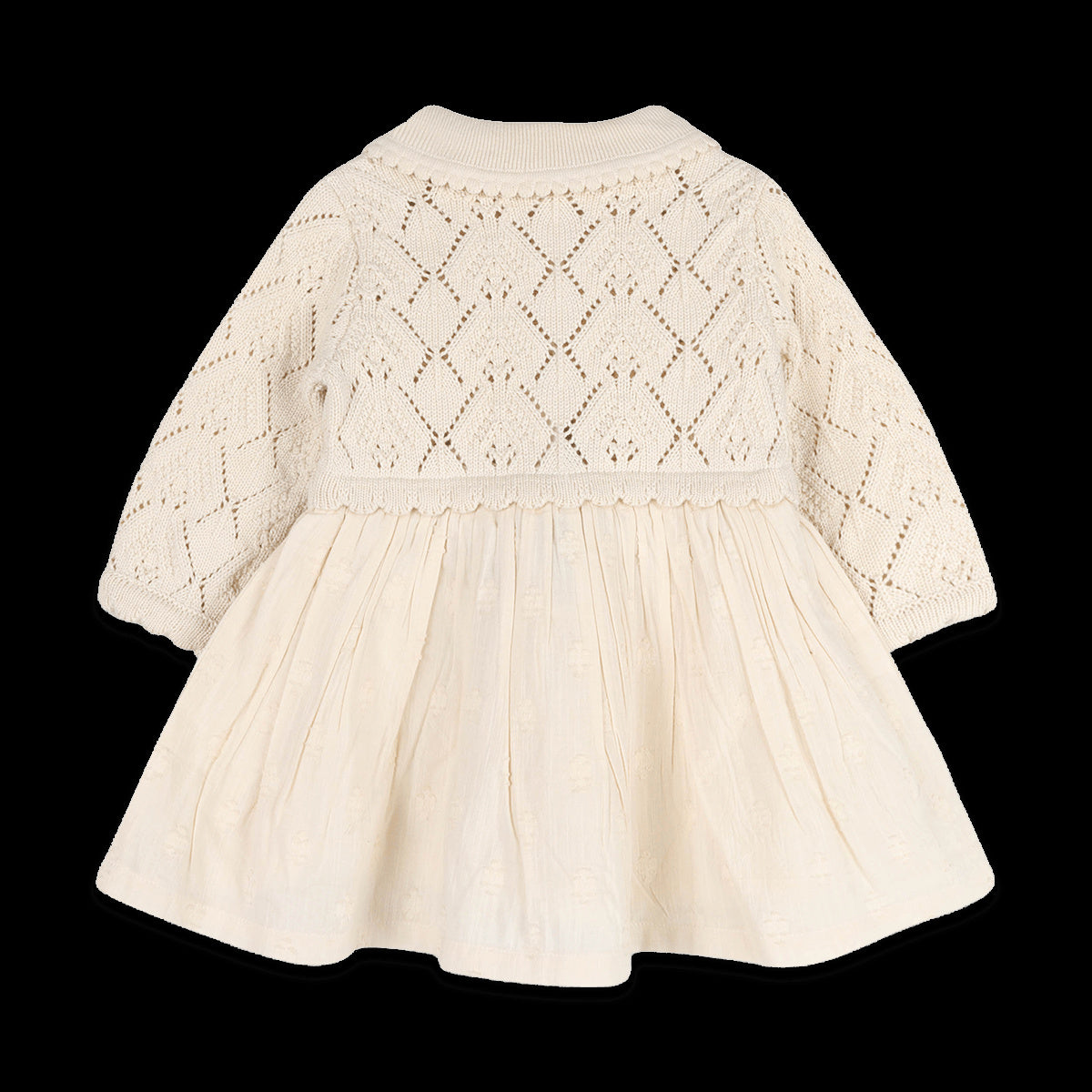Viverano Organics Phoebe Pointelle Knit Sweater Top Baby Dress (Organic Cotton) - Natural, 12-18M