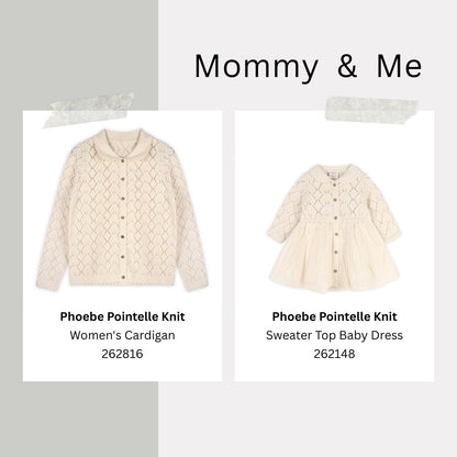 Viverano Organics Phoebe Pointelle Knit Sweater Top Baby Dress (Organic Cotton) - Natural, 12-18M