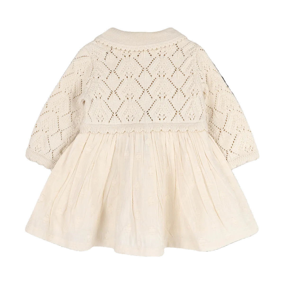 Viverano Organics Phoebe Pointelle Knit Sweater Top Baby Dress (Organic Cotton) - Natural, 3-6M