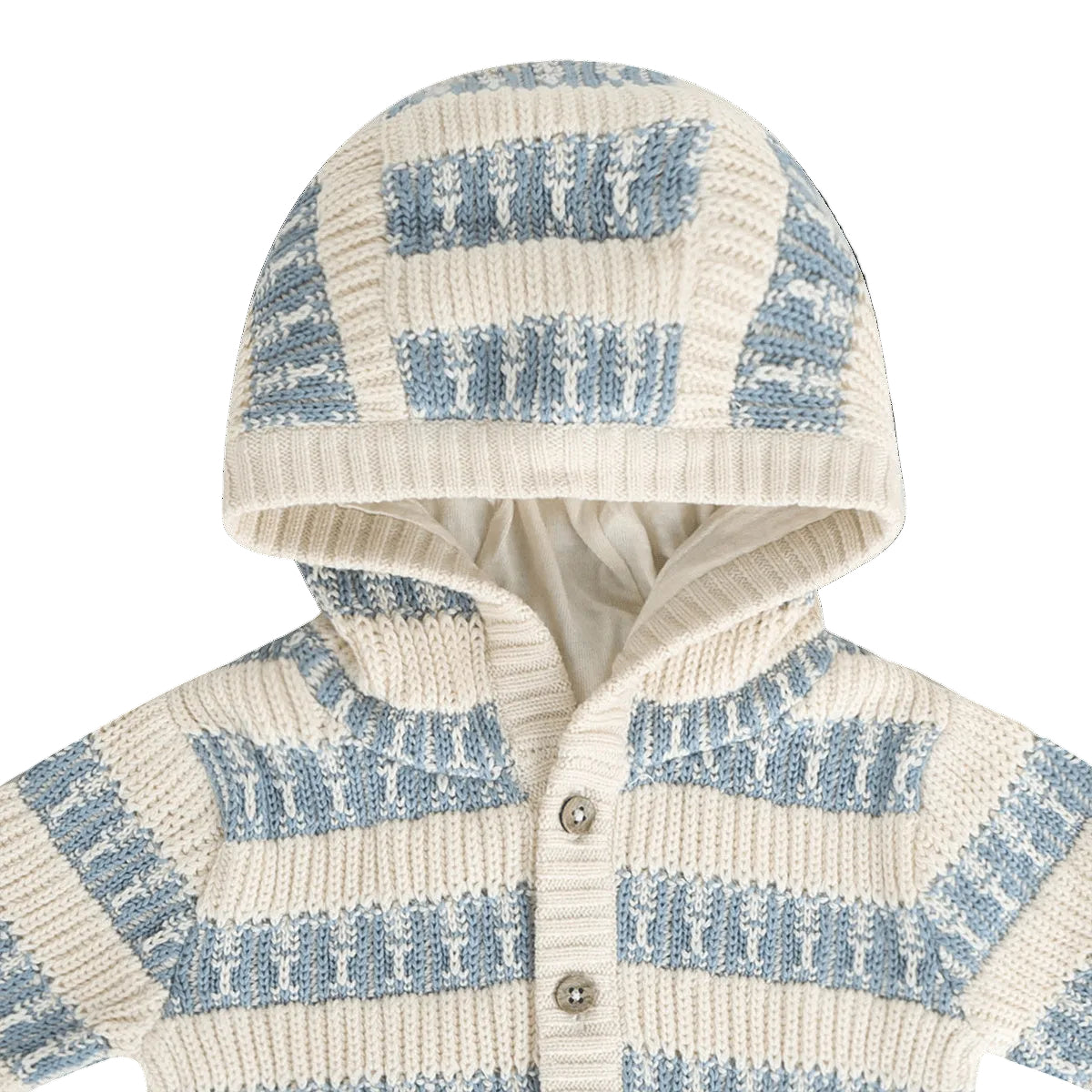 Viverano Organics Textured Knit Baby Hooded Jacket (Organic Cotton) - Mineral Blue, 12-18M