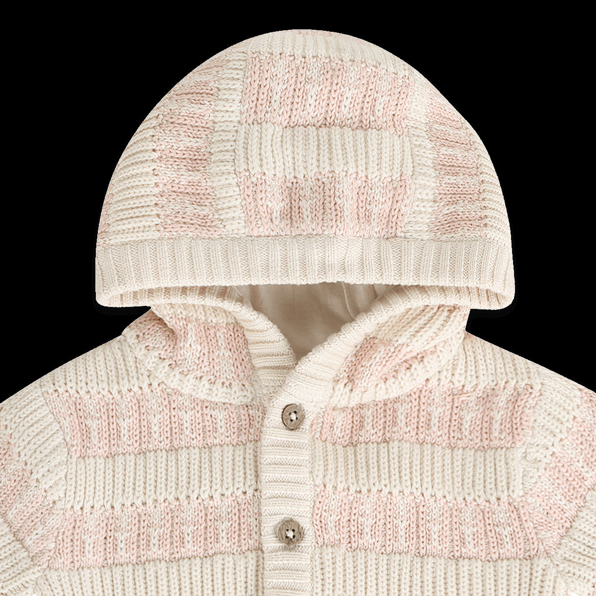 Viverano Organics Textured Knit Baby Hooded Jacket (Organic Cotton) - Sweet Pink, 12-18M