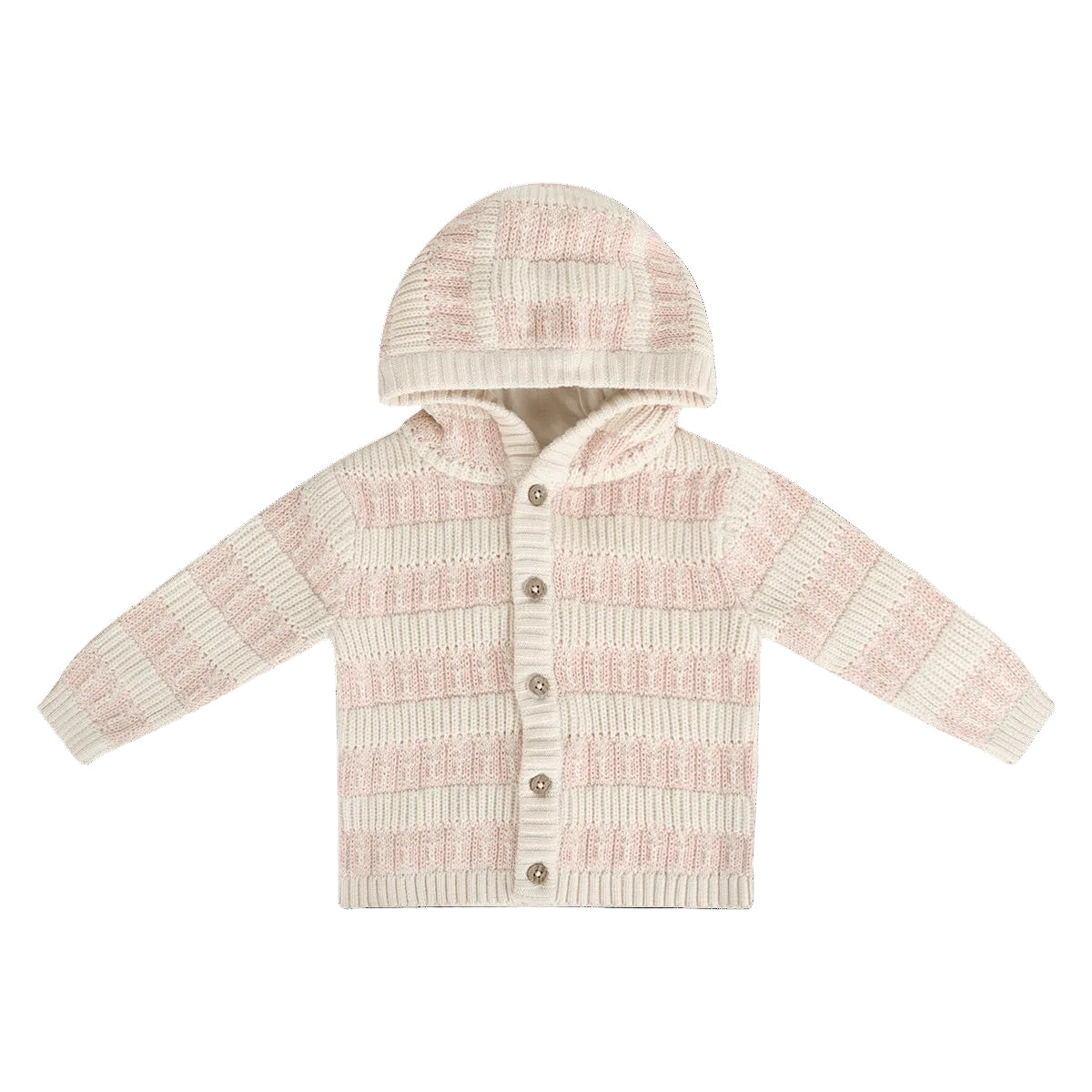 Viverano Organics Textured Knit Baby Hooded Jacket (Organic Cotton) - Sweet Pink, 3-6M