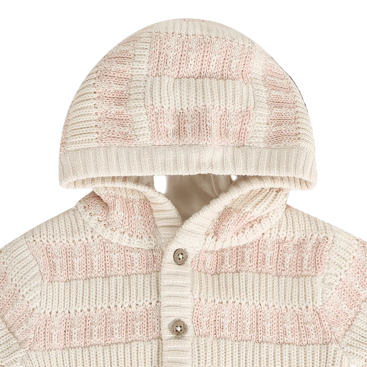 Viverano Organics Textured Knit Baby Hooded Jacket (Organic Cotton) - Sweet Pink, 6-12M
