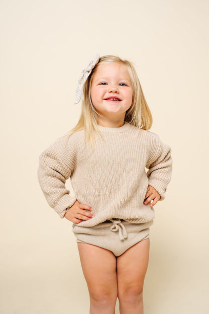 Lou Lou & Company Knit Chunky Sweater - Tan, Newborn-3 Month