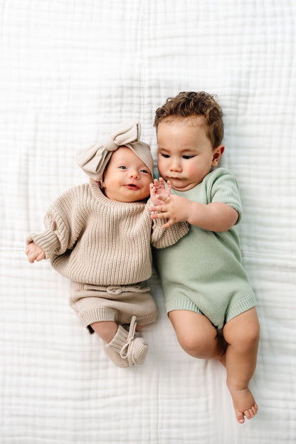 Lou Lou & Company Knit Booties - Tan, Newborn-3 Month