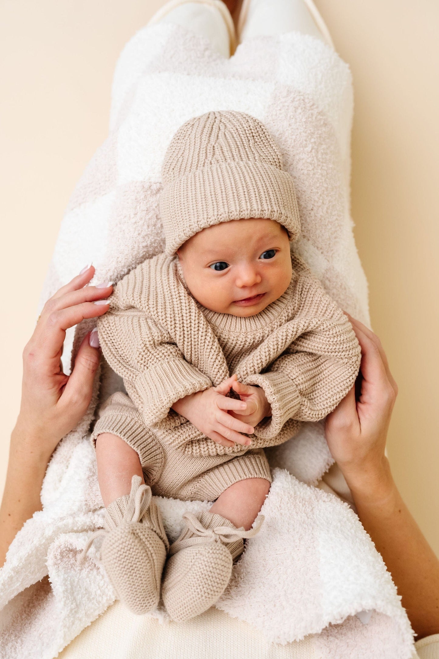 Lou Lou & Company Knit Booties - Tan, Newborn-3 Month