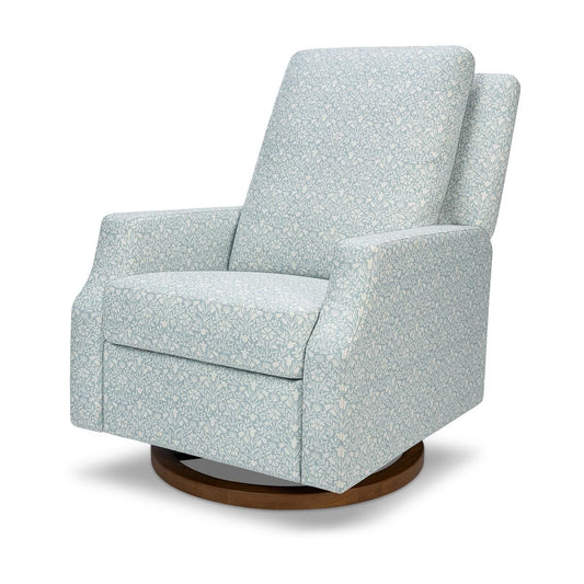 Morris & Co. x Namesake Crewe Swivel Glider Recliner - Bellflowers in Powdered Blue - M22287BPBDB