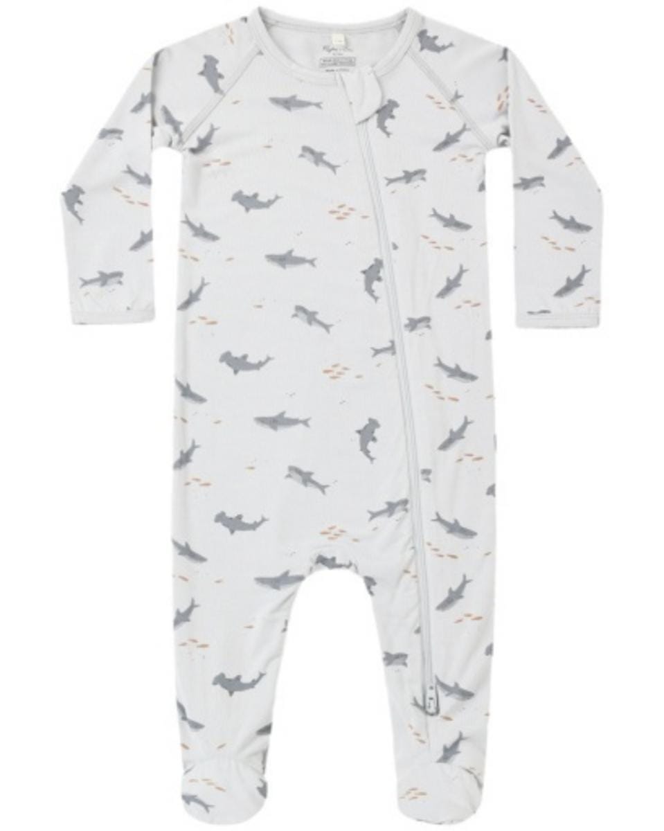Rylee + Cru Footie Set Sharks - Sky, 3-6M