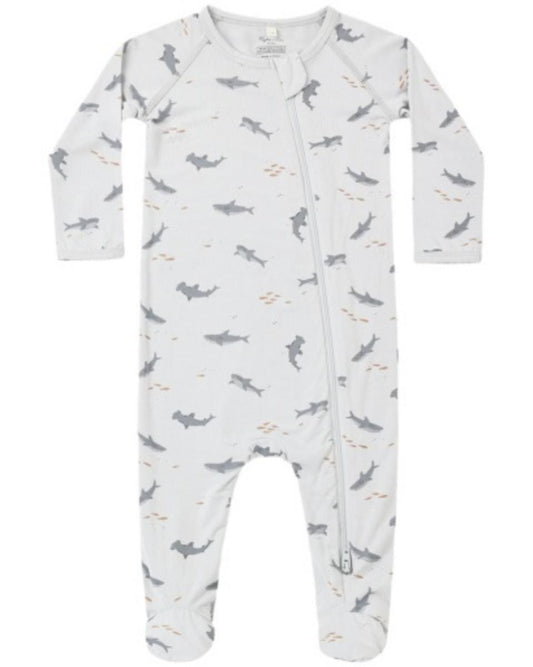 Rylee + Cru Footie Set Sharks - Sky, 6-12M