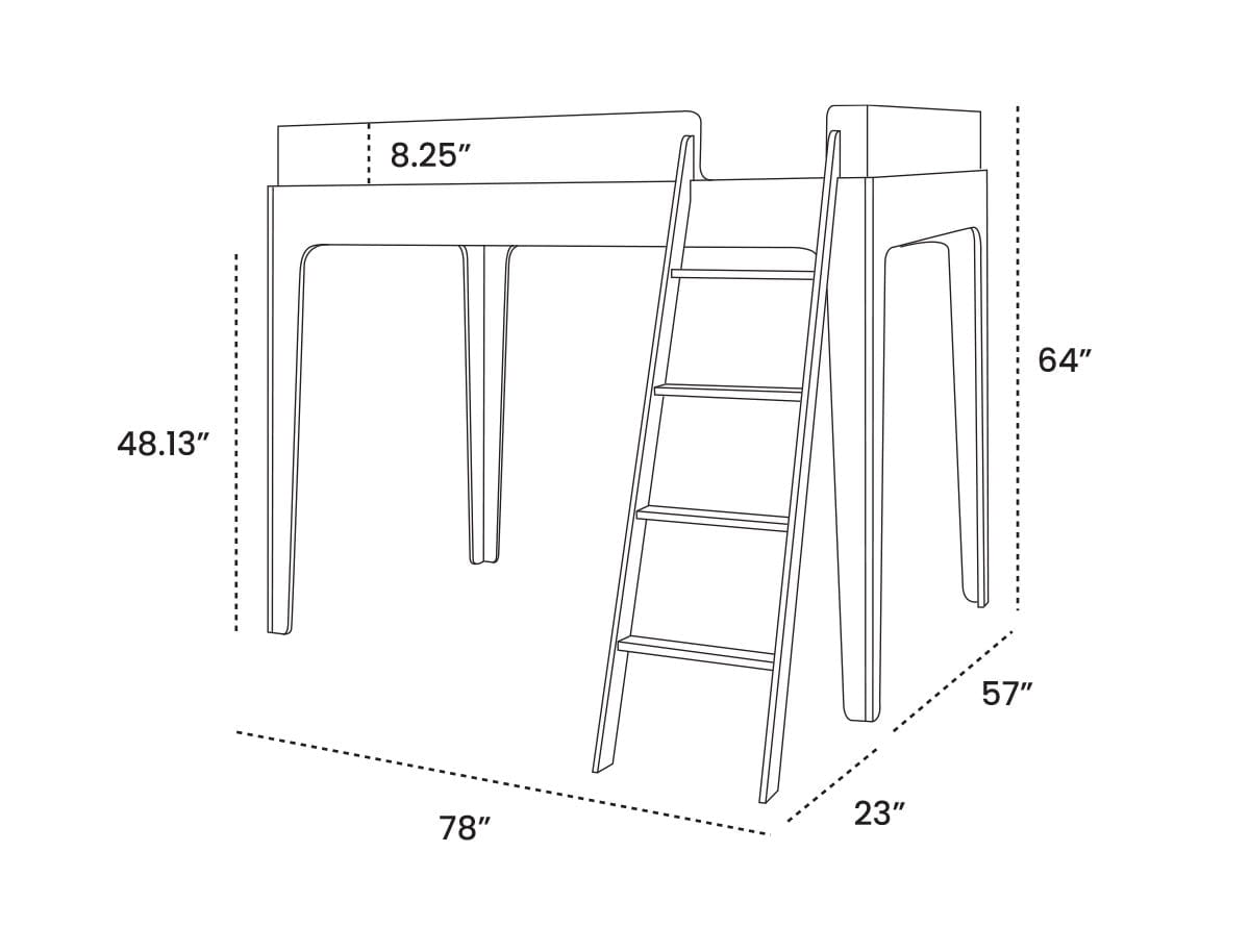 Oeuf Perch Full Size Loft Bed - Birch - 2PFLB01