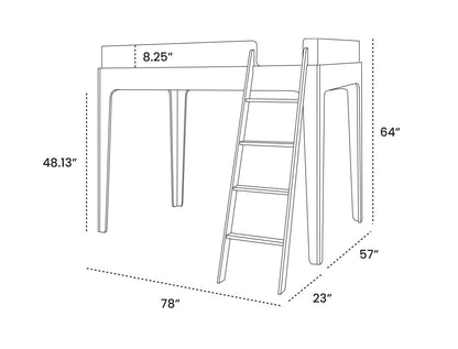 Oeuf Perch Full Size Loft Bed - Birch - 2PFLB01