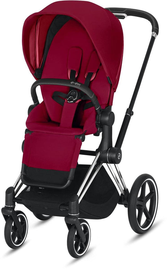 Cybex OPEN BOX Priam 3 Complete Stroller - Chrome/Black/True Red - 519003535-C-OB