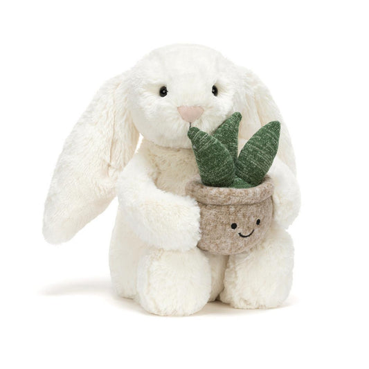 Jellycat Cream Bunny with Plant - BB3PLA