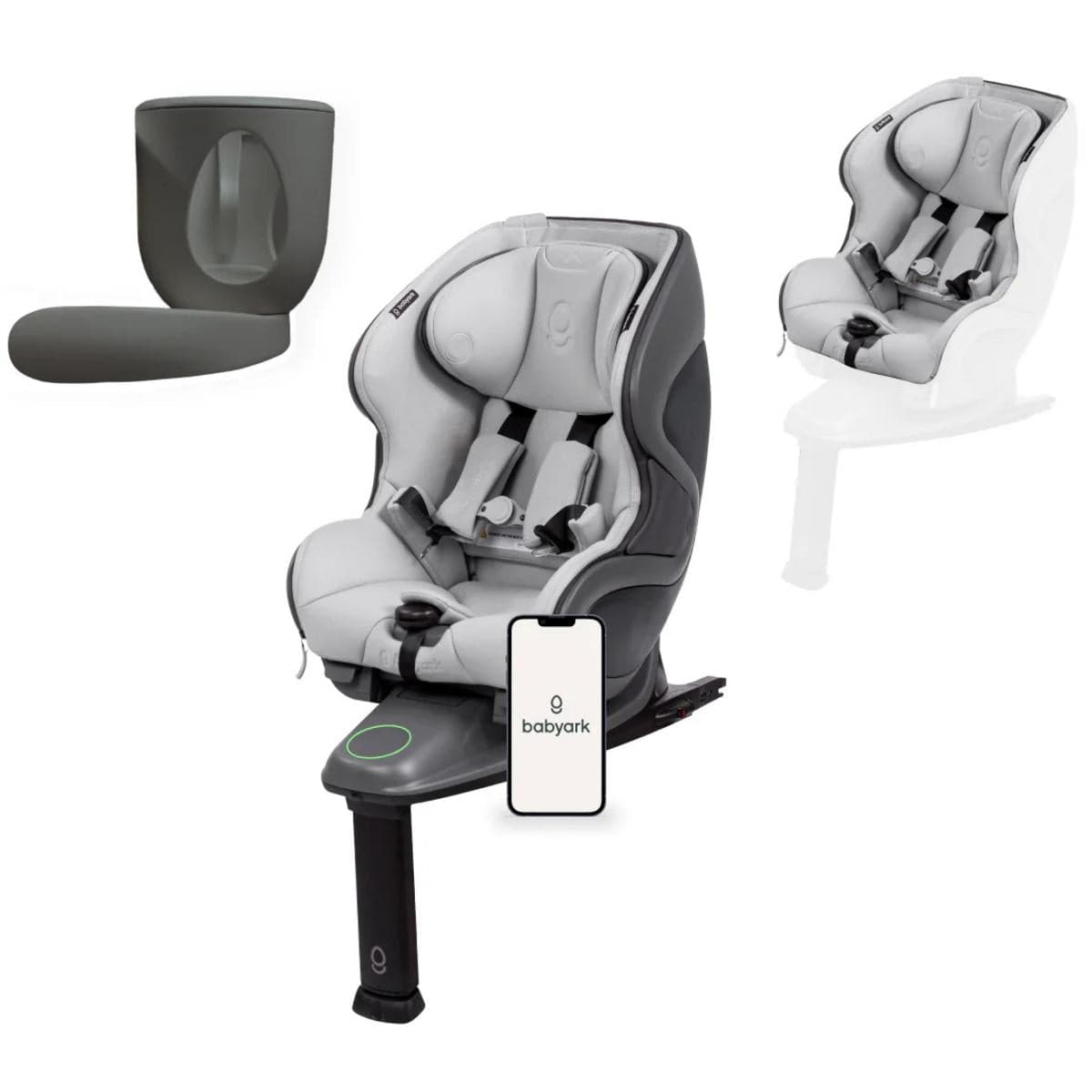 Babyark Smart Convertible Car Seat + Exta Cover + Cup Holder Foodie Bundle - Charcoal Grey / Glacier Ice - FOODIE-G011011010-05-03