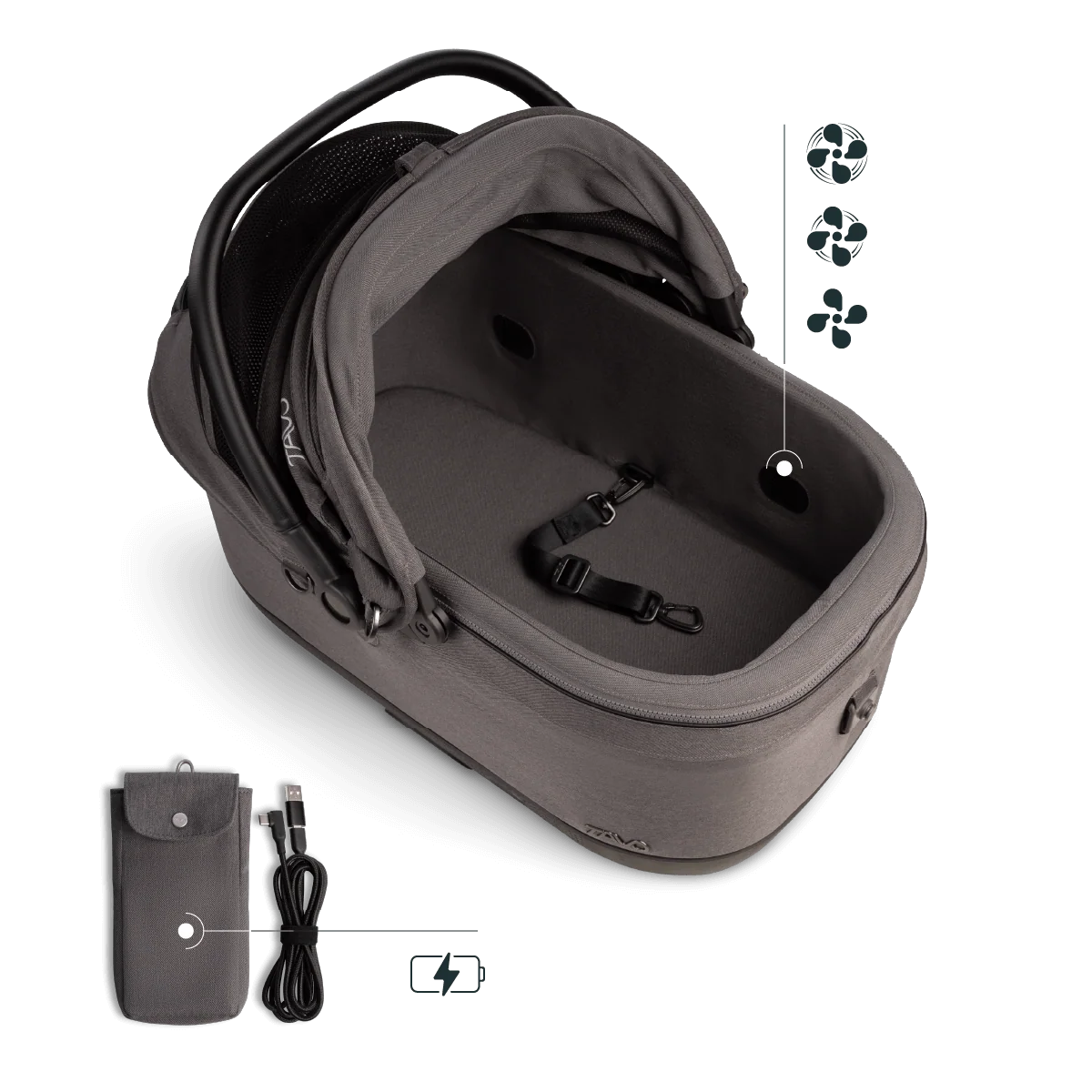 Tavo Pets Maeve iso6X Wind Pet Car Seat - Ashen