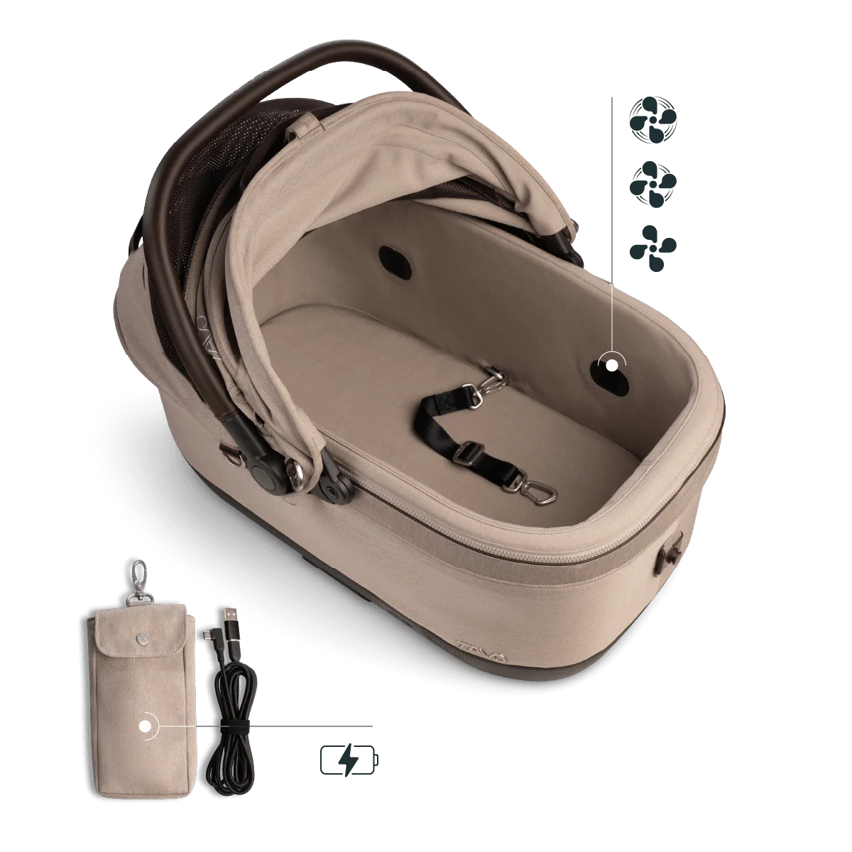 Tavo Pets Maeve iso6X Wind Pet Car Seat - Fawn