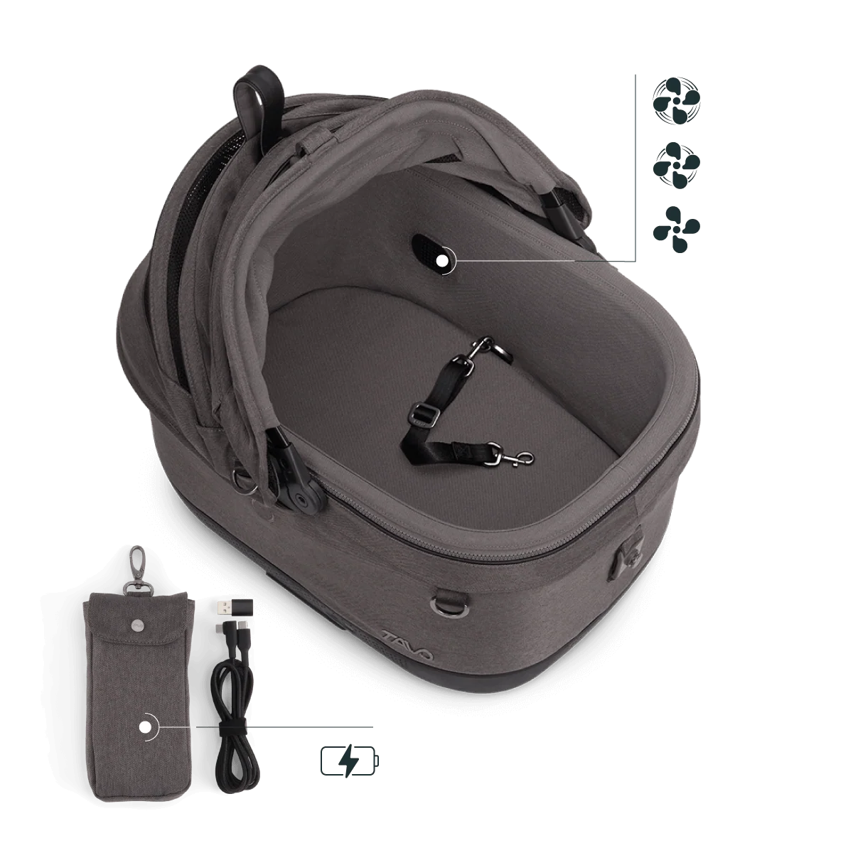 Tavo Pets Maeve iso5X Wind Pet Car Seat - Ashen