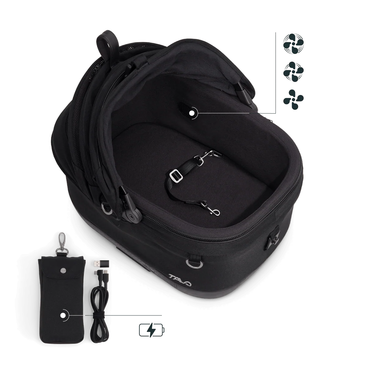 Tavo Pets Maeve iso5X Wind Pet Car Seat - Onyx