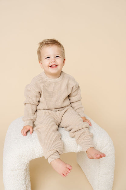 Lou Lou & Company Knit Jogger Pant - Tan, 3-6 Month