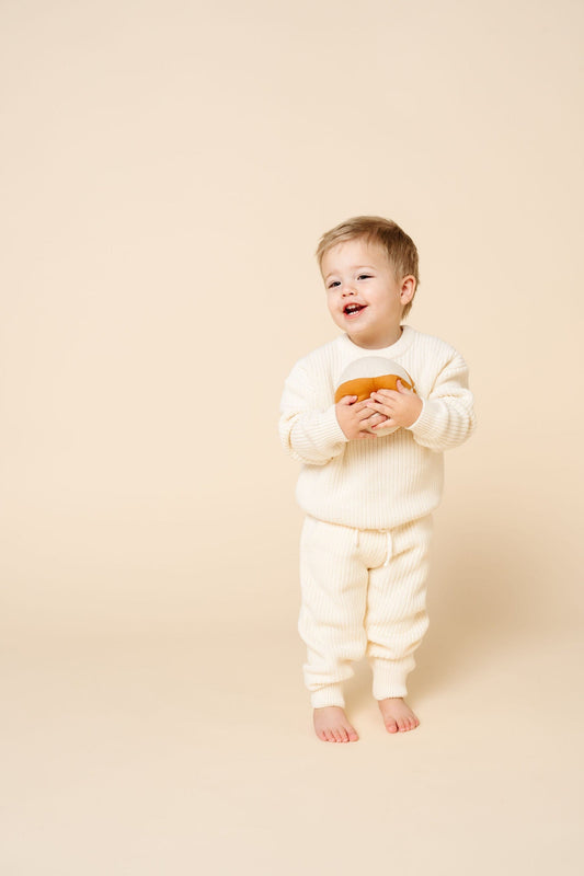 Lou Lou & Company Knit Jogger Pant - Ivory, 6-12 Month