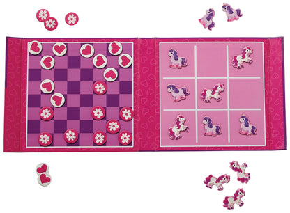 Crocodile Creek Magnetic Tic Tac Toe & Checkers - Unicorn