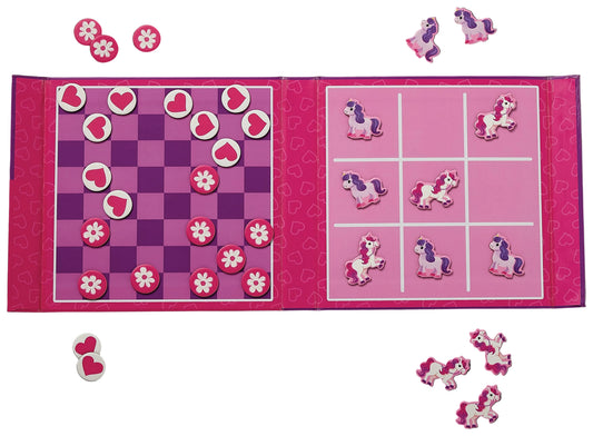 Crocodile Creek Magnetic Tic Tac Toe & Checkers - Unicorn