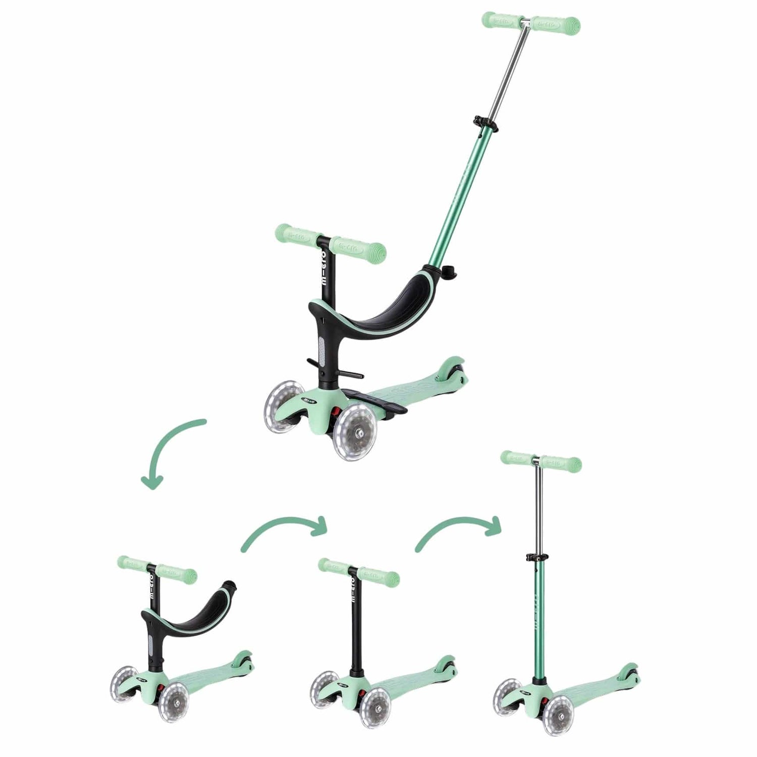 Micro Kickboard Micro Mini2Grow LED Scooter - Mint - MMD361