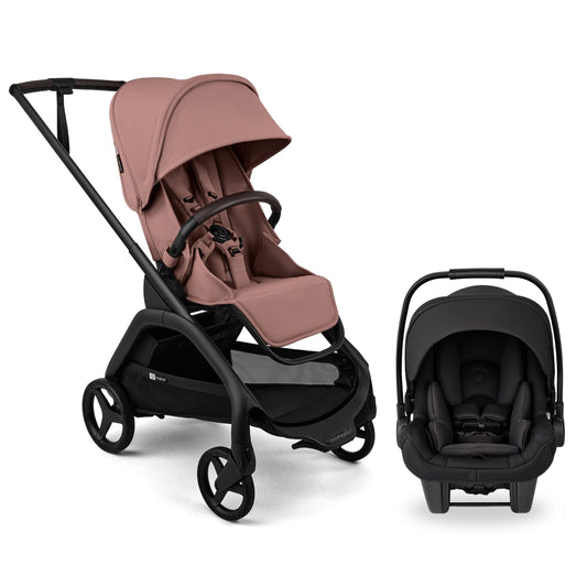 Bugaboo Dragonfly Plus Seat Complete Stroller + Turtle Air Shield Travel System Bundle - Black / Dusty Pink / Black