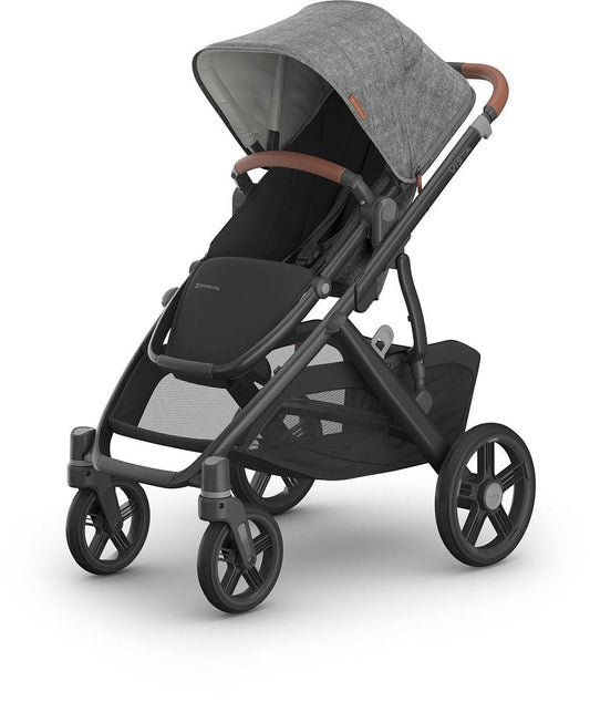 UPPAbaby OPEN BOX Vista V3 Single-to-Double Stroller - Greyson (Charcoal Melange / Carbon Frame / Saddle Leather) - 0303-VSO-NA-GRY-OB