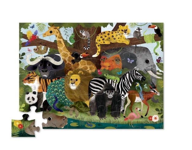 Crocodile Creek 36-Piece Shaped Box Puzzle - Jungle Friends