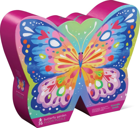Crocodile Creek 36-Piece Foil Shaped Box Puzzle - Butterfly Garden