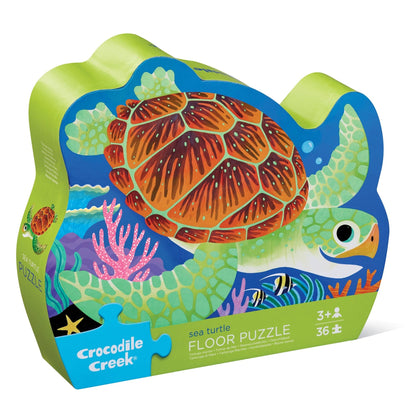 Crocodile Creek 36-Pc Foil Shaped Box Puzzle - Sea Turtle