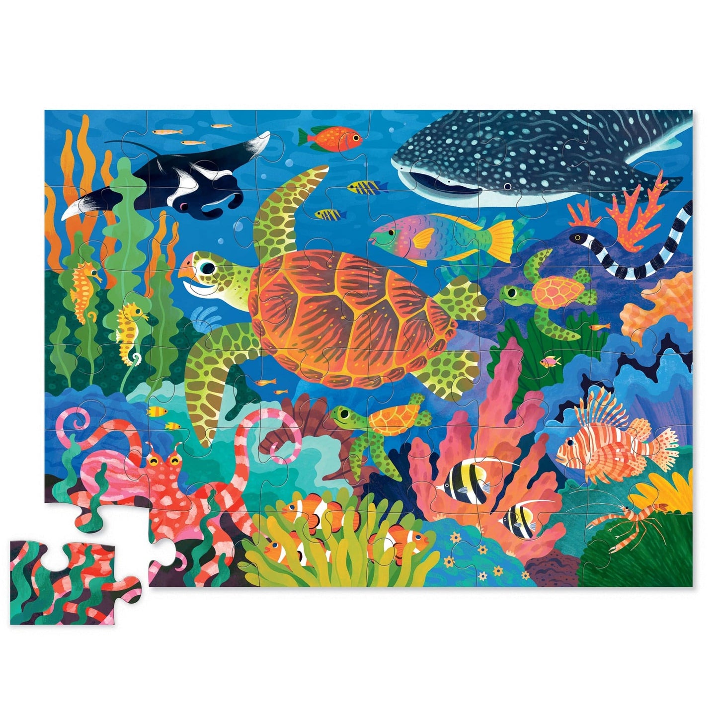 Crocodile Creek 36-Pc Foil Shaped Box Puzzle - Sea Turtle
