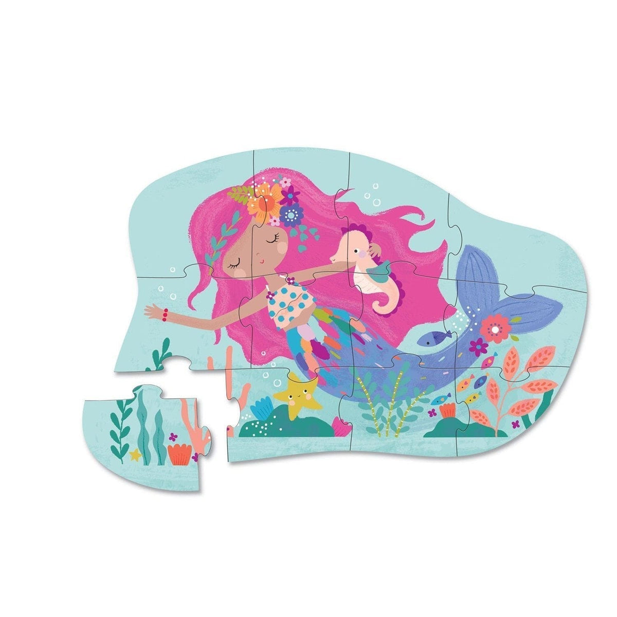 Crocodile Creek 12-Piece Mini Shaped Box Puzzle - Mermaid Dreams