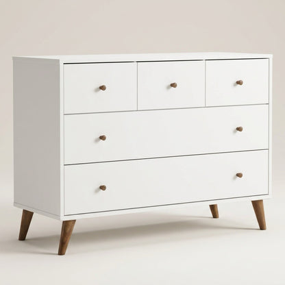dadada Austin 5-Drawer Dresser - White / Walnut Oak