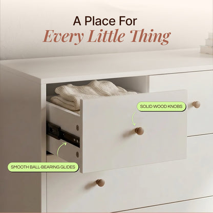 dadada Austin 5-Drawer Dresser - White / Walnut Oak