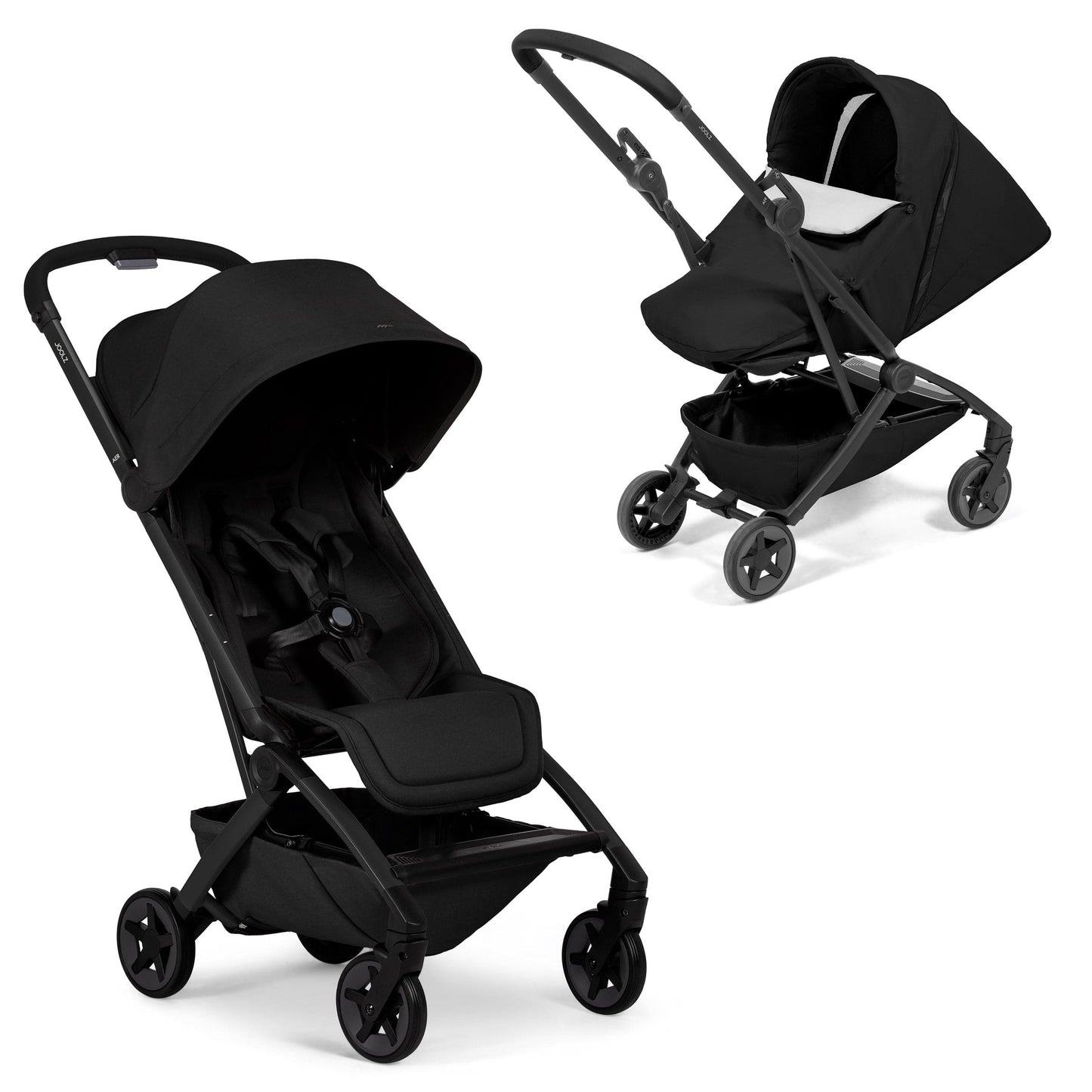 Joolz Aer2 Lightweight Compact Stroller + Nest to Seat Bundle - Space Black - 440200-440210